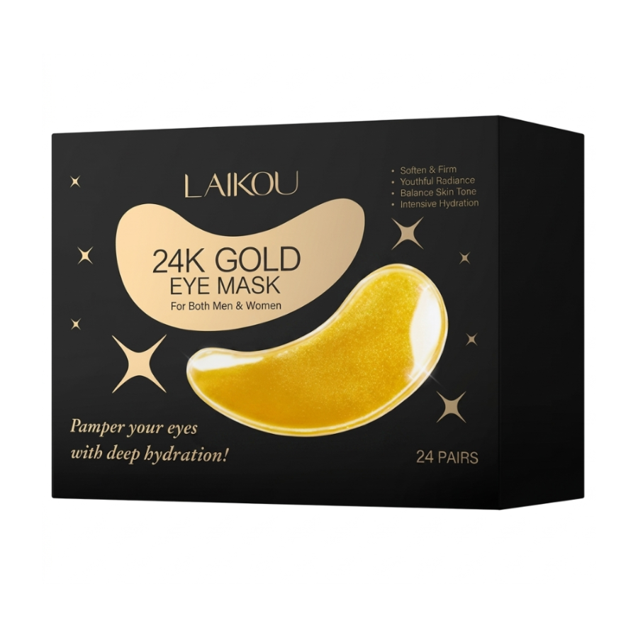 24K Gold Hydrogel Collagen Eye Mask — Soften, Firm & Brighten — Reduces Dark Circles, Puffiness, Eye Bags & Fine Lines — Korean Skincare, 24 Pairs