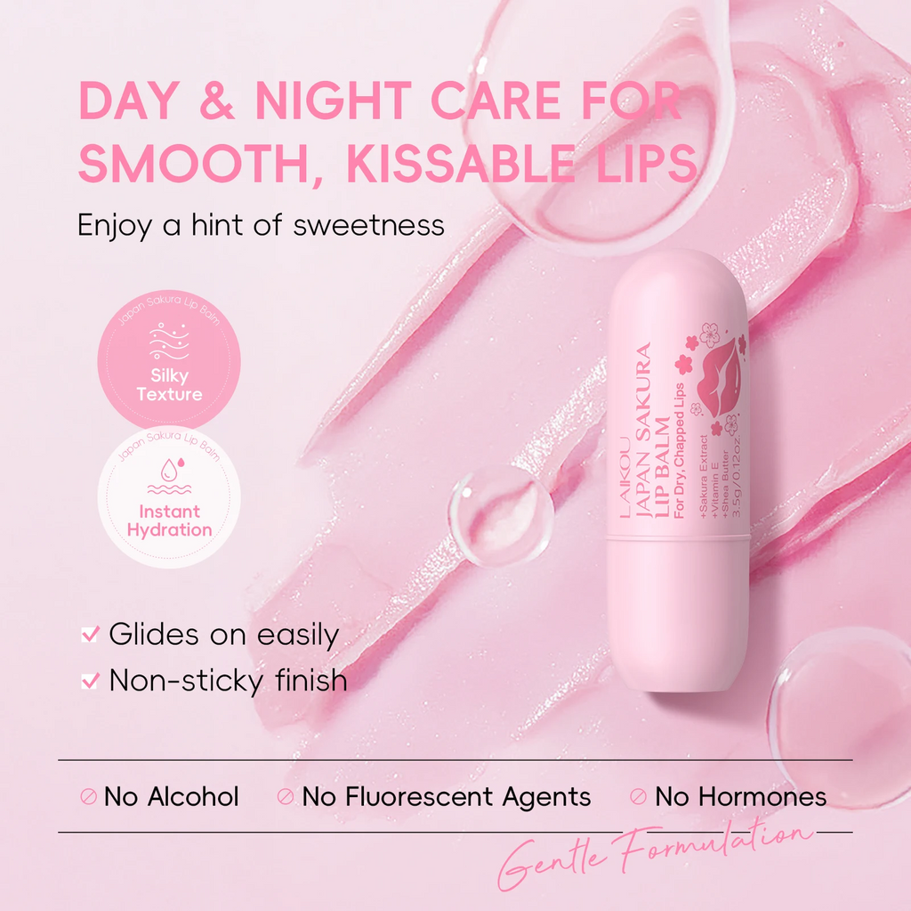 Japan Sakura Overnight Lip Balm Mask — Deep Hydrating & Moisturizing Lip Care Cream That Evens Lip Tone, Softens Lip Lines, Fights Dryness & Flaking