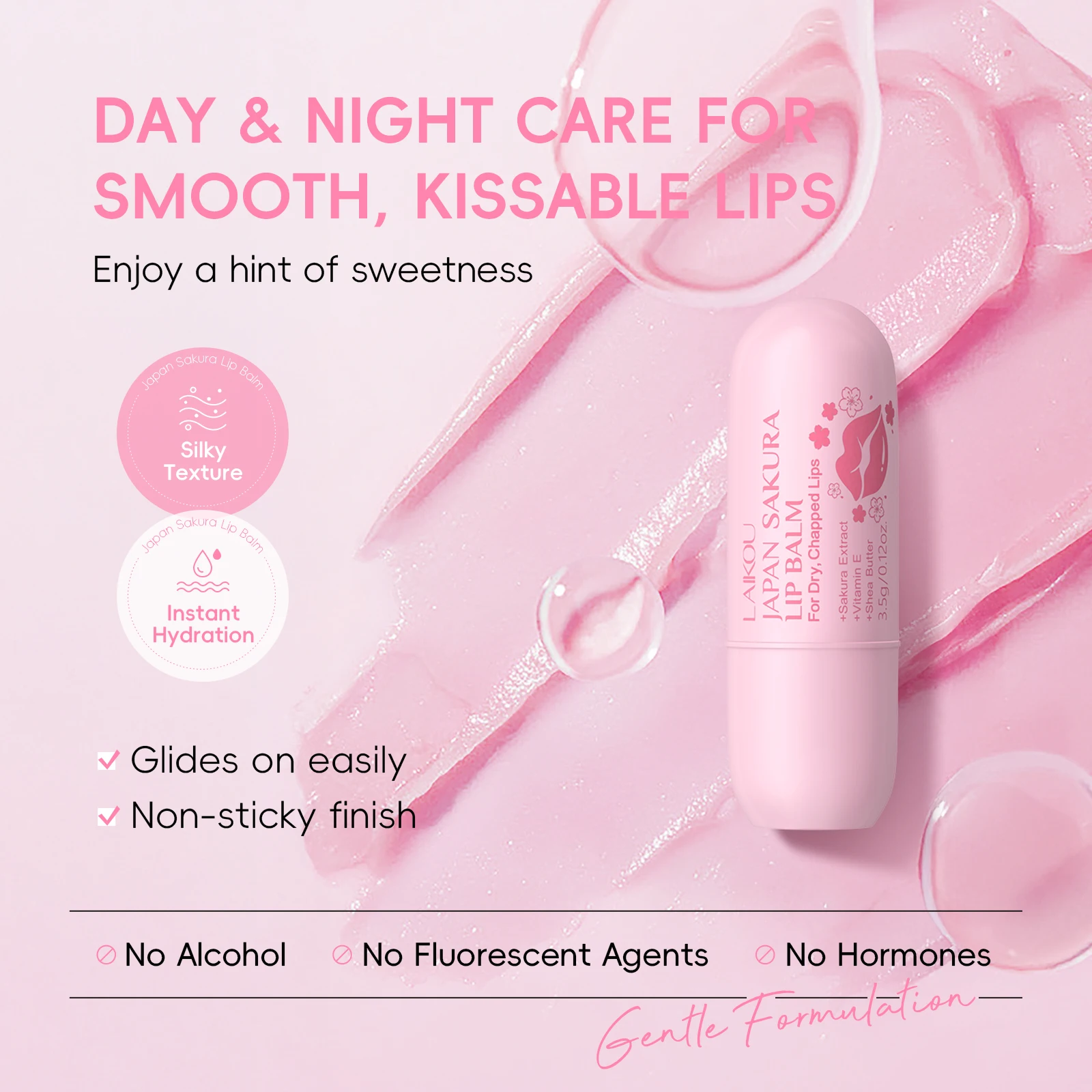 Japan Sakura Overnight Lip Balm Mask — Deep Hydrating & Moisturizing Lip Care Cream That Evens Lip Tone, Softens Lip Lines, Fights Dryness & Flaking with Sakura Extract, Shea Butter, Jojoba Oil & Vitamin E — 3.5g