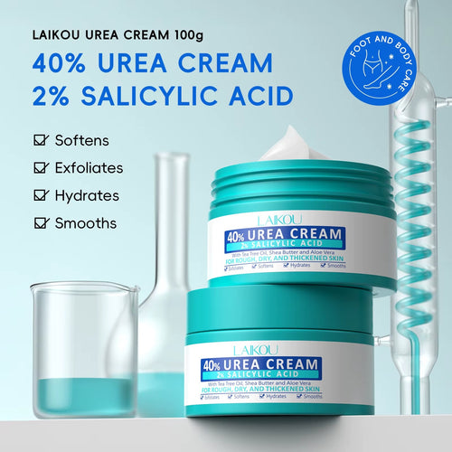 40% Urea & 2% Salicylic Acid Foot Cream – Deep Exfoliating Moisturizing Repair Cream for Cracked Heels, Dry Hands, Rough Elbows & Knees