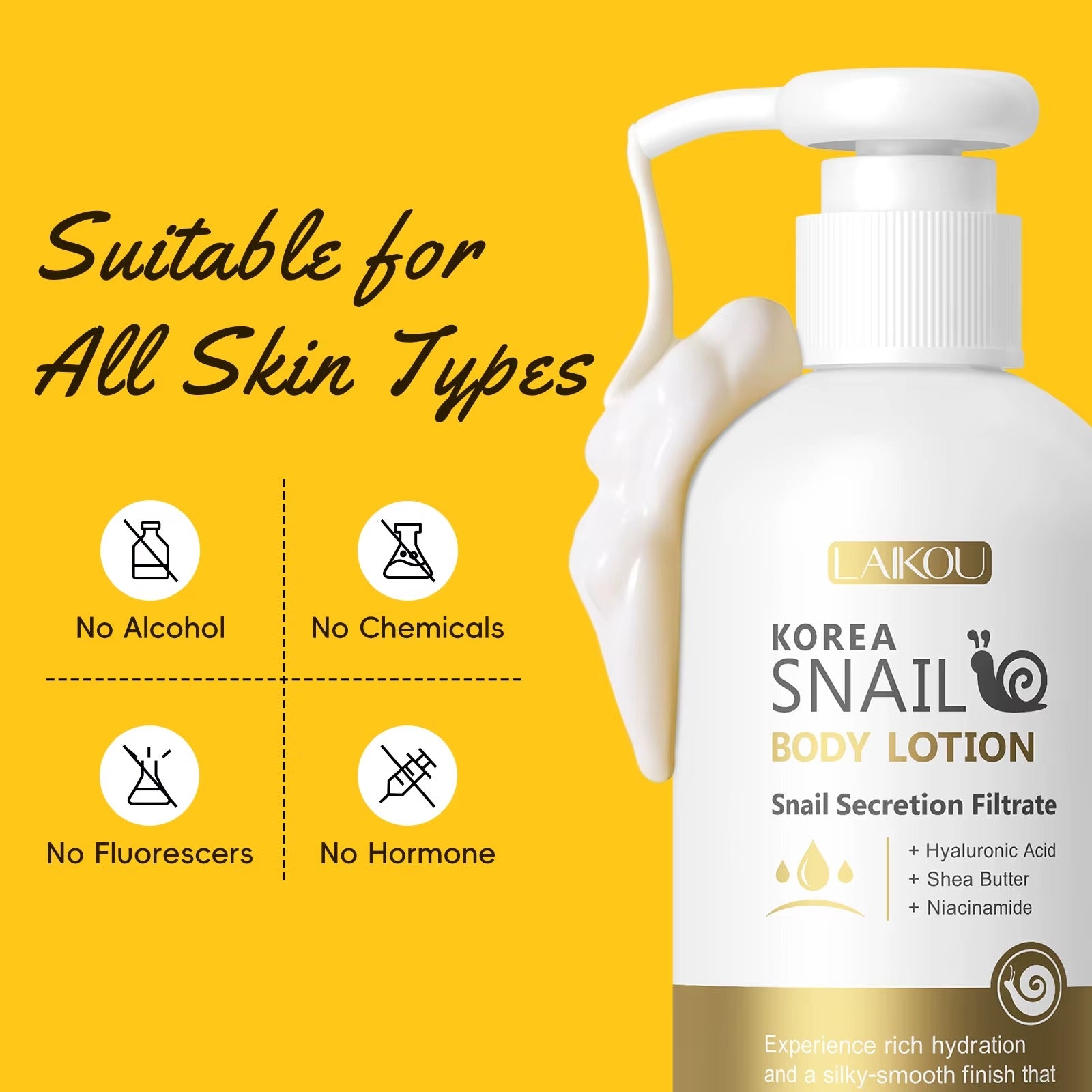 Compact-sized Korea Snail Body Lotion 200g – Deeply Moisturizing, Anti-Aging & Brightening Formula with Snail Mucin, Hyaluronic Acid & Niacinamide