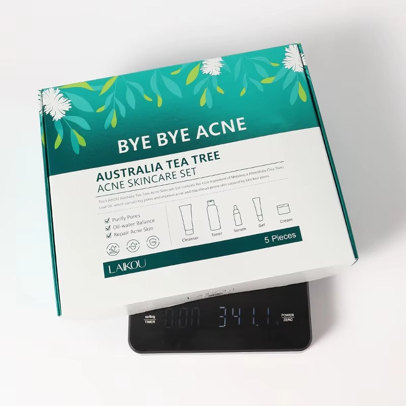 Bye Bye Acne Tea Tree Extract Anti-Aging Skincare Set with Hyaluronic Acid – Nourishing Face Care Set for Clear, Hydrated & Youthful Skin