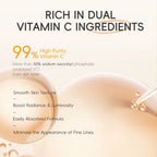 Compact-sized 4-Step Vitamin C Brightening Skincare Set — Cleanser + Serum + Eye Cream + Face Cream — Firming/Lifting Glow Bundle — Hyaluronic Acid Revitalizing Kit