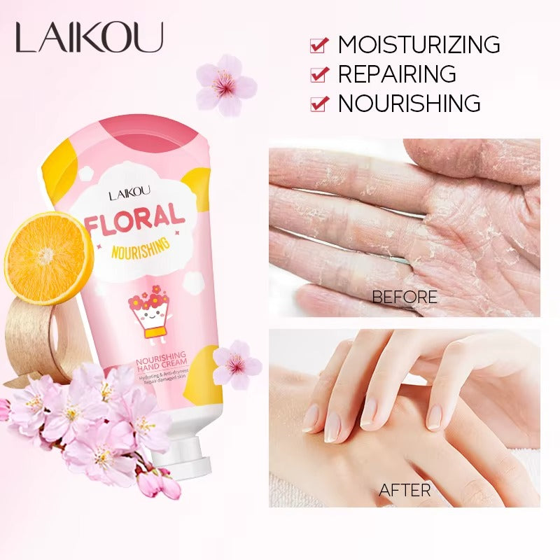 Natural Plant Extract Nourishing Floral Hand Cream 50g – Deep Moisturizing, Brightening & Anti-Aging Hyaluronic Acid Hand Lotion for Dry Skinl