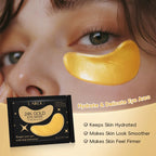 24K Gold Hydrogel Collagen Eye Mask — Soften, Firm & Brighten — Reduces Dark Circles, Puffiness, Eye Bags & Fine Lines — Korean Skincare, 24 Pairs