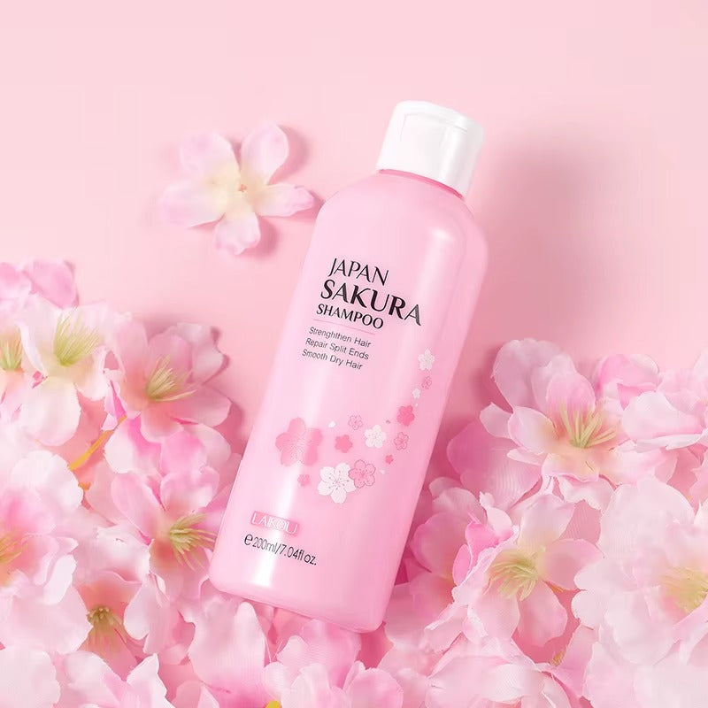 Compact-sized Japan Sakura Shampoo 200ml — Deep Moisturizing, Smoothing & Nourishing Hair Cleanser for Silky, Frizz-Free Hair — All Hair Types
