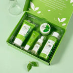 Green Tea 5-Piece Anti-Aging Skincare Set — Cleanser, Toner, Serum, Eye Cream & Face Cream for Oily & Dry Skin
