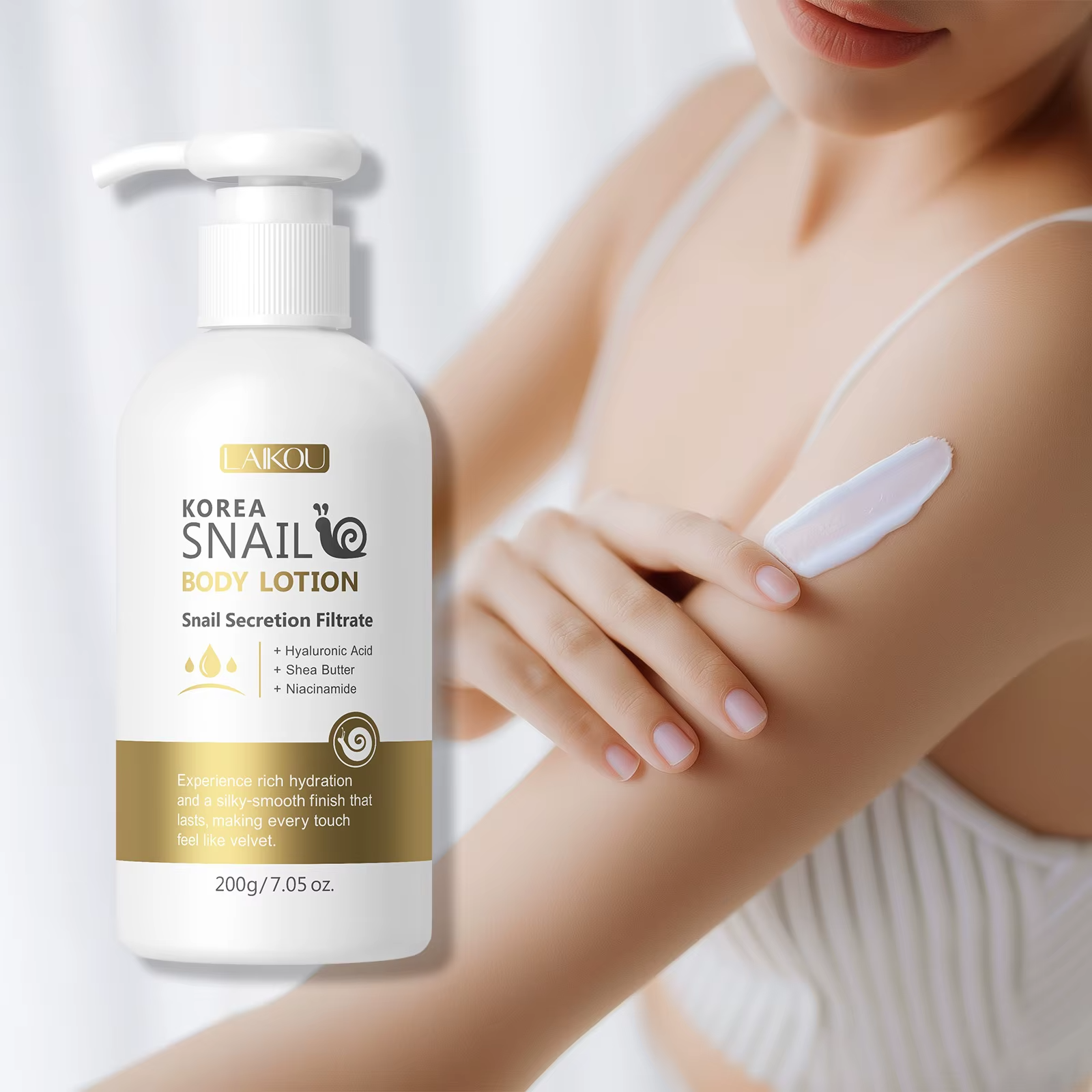 Compact-sized Korea Snail Body Lotion 200g – Deeply Moisturizing, Anti-Aging & Brightening Formula with Snail Mucin, Hyaluronic Acid & Niacinamide