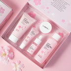 5-Piece Japan Sakura Complete Skincare Bundle — Cleanser, Toner, Eye Cream, Serum & Essence Cream — Even Skin Tone, Fade Dark Spots for Radiant & Firm Skin