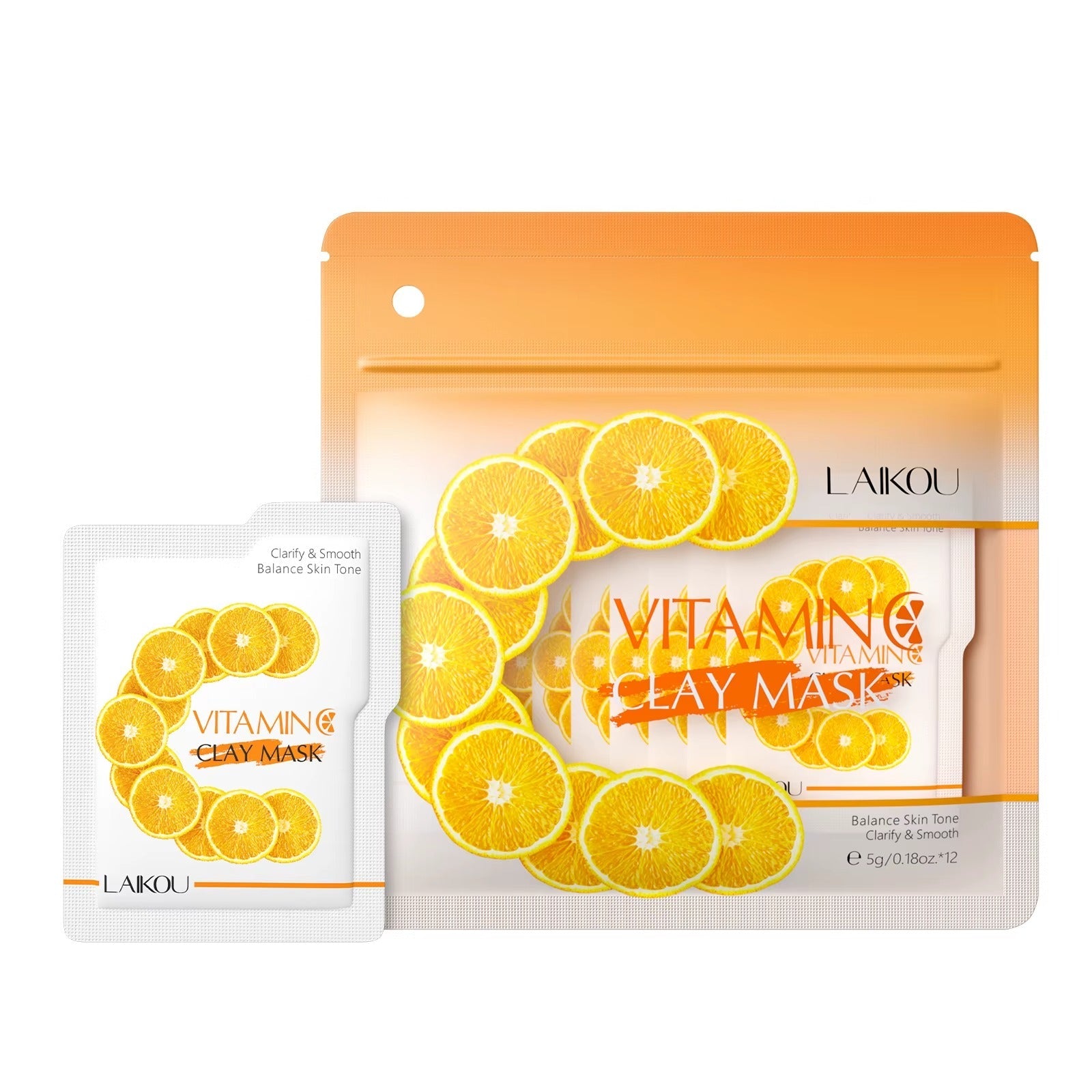 Vitamin C Clay Sleeping Face Mask 12pcs – Deep Cleansing, Pore Minimizing, Brightening & Firming Mud Mask with Hyaluronic Acid & Aloe Extract for All Skin Types