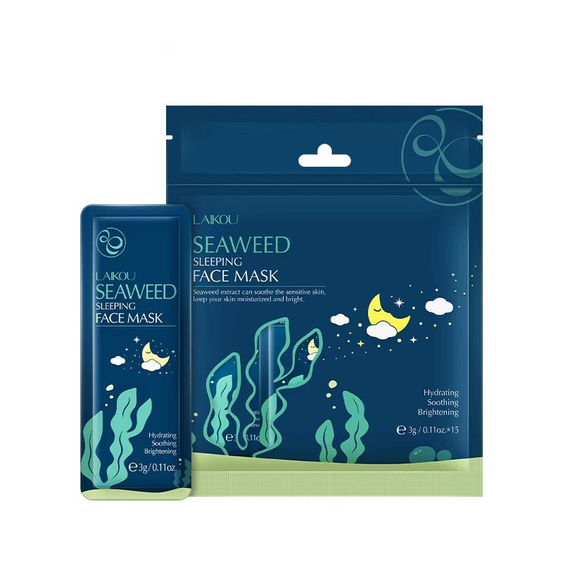 Seaweed Sleeping Face Mask with Centella Asiatica, Snail Collagen & Hyaluronic Acid – Overnight Skin Repair, Deep Hydration & Barrier Restore (15 Individual Packs)