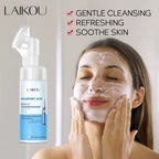 Hyaluronic Acid Cream Cleanser with Massage Brush — Deep Cleansing, Anti-Wrinkle, Blackhead Removing, Pore Minimizing Face Wash for All Skin Types — Moisturizing & Nourishing Daily Cleanser