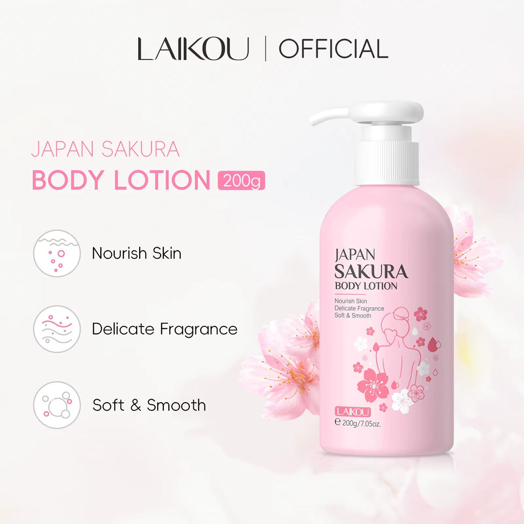 [Compact-sized] Japan Sakura Brightening Body Lotion – Firming & Hydrating Skin Care for Women with Niacinamide & Sakura Extract, 200g