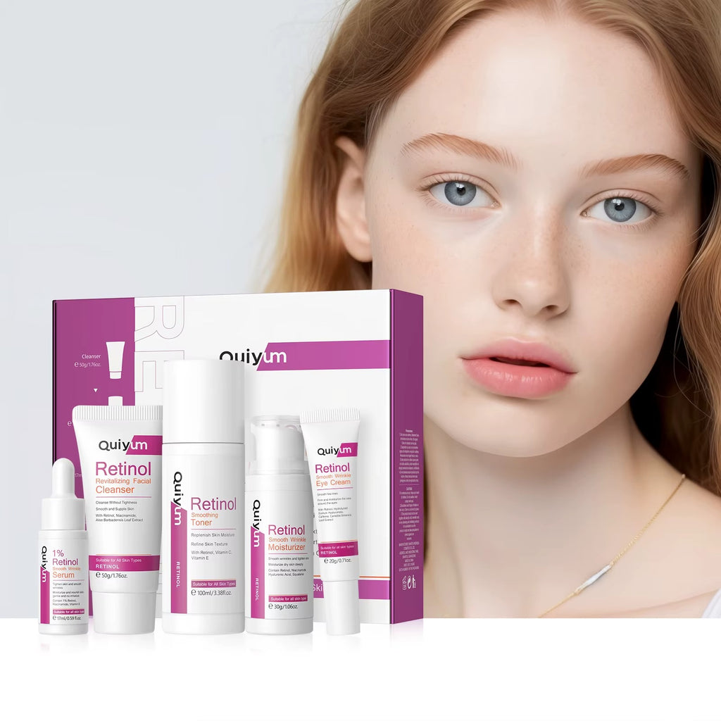 Retinol Intensive 5-Piece Skincare Set — Anti-Aging Facial Cleanser, Toner, Serum, Eye Cream & Moisturizer for Firmer, Brighter, Younger-Looking Skin