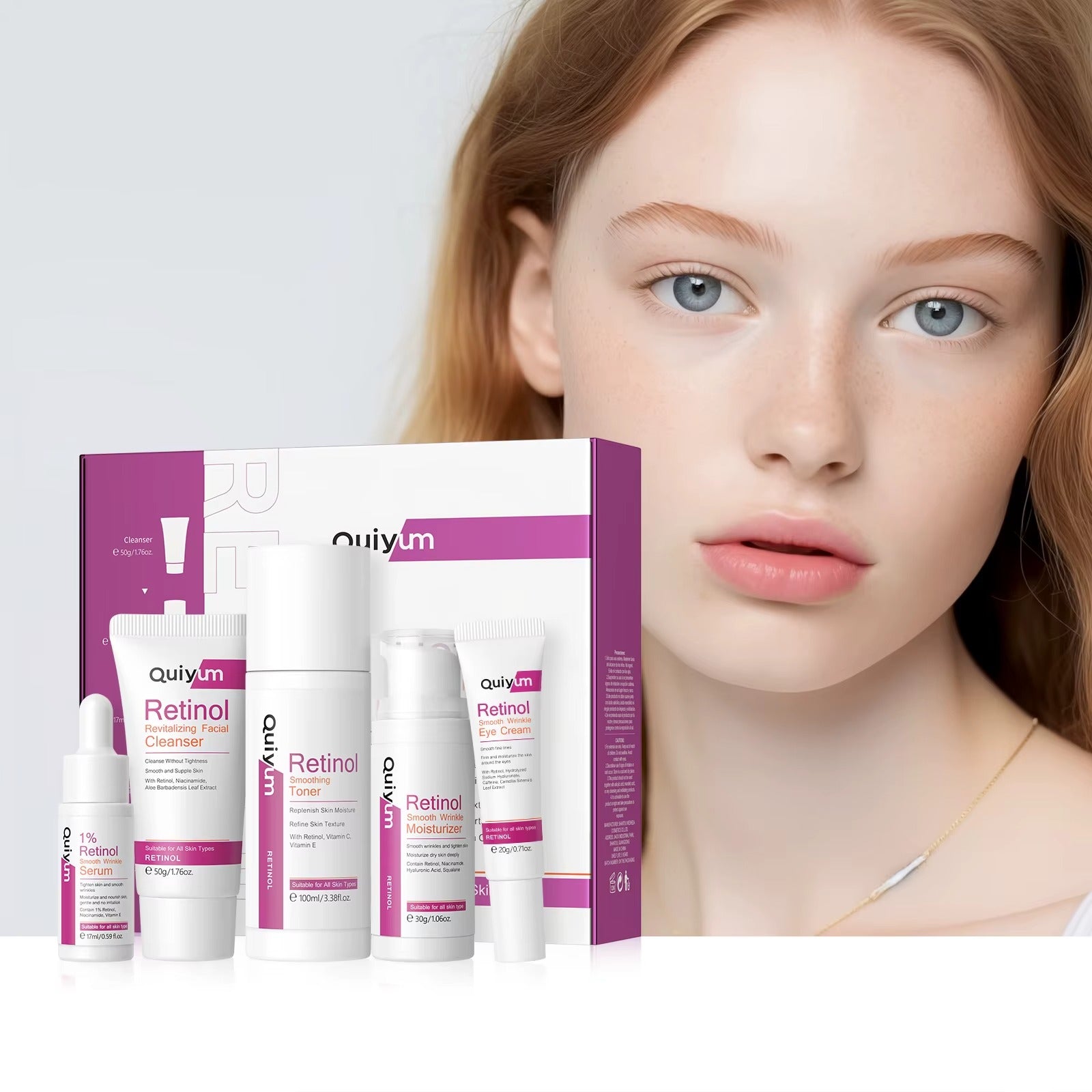 Retinol Intensive 5-Piece Skincare Set — Anti-Aging Facial Cleanser, Toner, Serum, Eye Cream & Moisturizer for Firmer, Brighter, Younger-Looking Skin