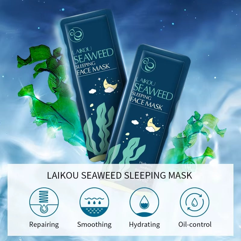 Seaweed Sleeping Face Mask with Centella Asiatica, Snail Collagen & Hyaluronic Acid – Overnight Skin Repair, Deep Hydration & Barrier Restore (15 Individual Packs)