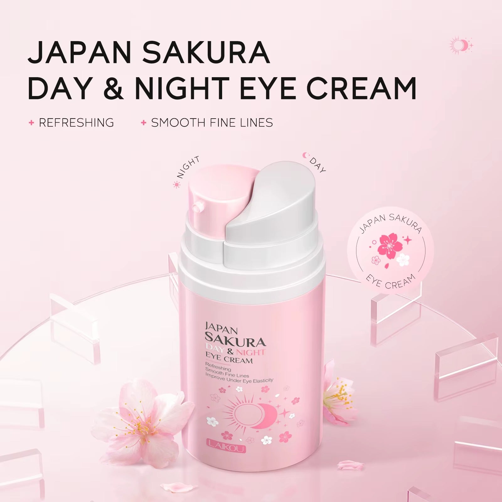 Japan Sakura Day & Night Anti-Aging Eye Lift Cream – Instantly Reduces Dark Circles, Eye Bags, Puffiness & Fine Lines for All Skin Types - 20g