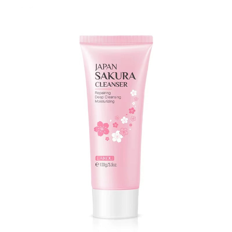 Japan Sakura Face Wash 100g — Brightening & Moisturizing Facial Cleanser for All Skin Types, Deep Pore Cleansing, Oil Control
