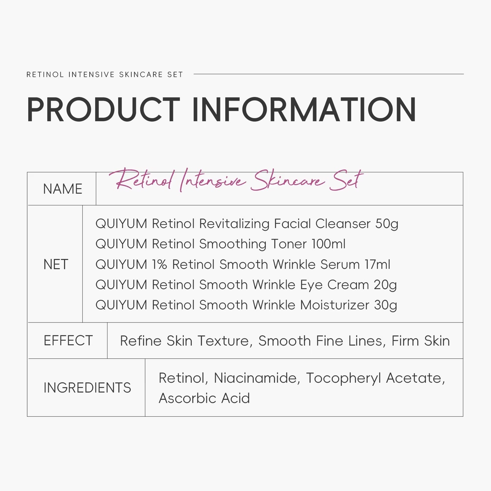 Retinol Intensive 5-Piece Skincare Set — Anti-Aging Facial Cleanser, Toner, Serum, Eye Cream & Moisturizer for Firmer, Brighter, Younger-Looking Skin