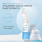 Hyaluronic Acid Cream Cleanser with Massage Brush — Deep Cleansing, Anti-Wrinkle, Blackhead Removing, Pore Minimizing Face Wash for All Skin Types — Moisturizing & Nourishing Daily Cleanser
