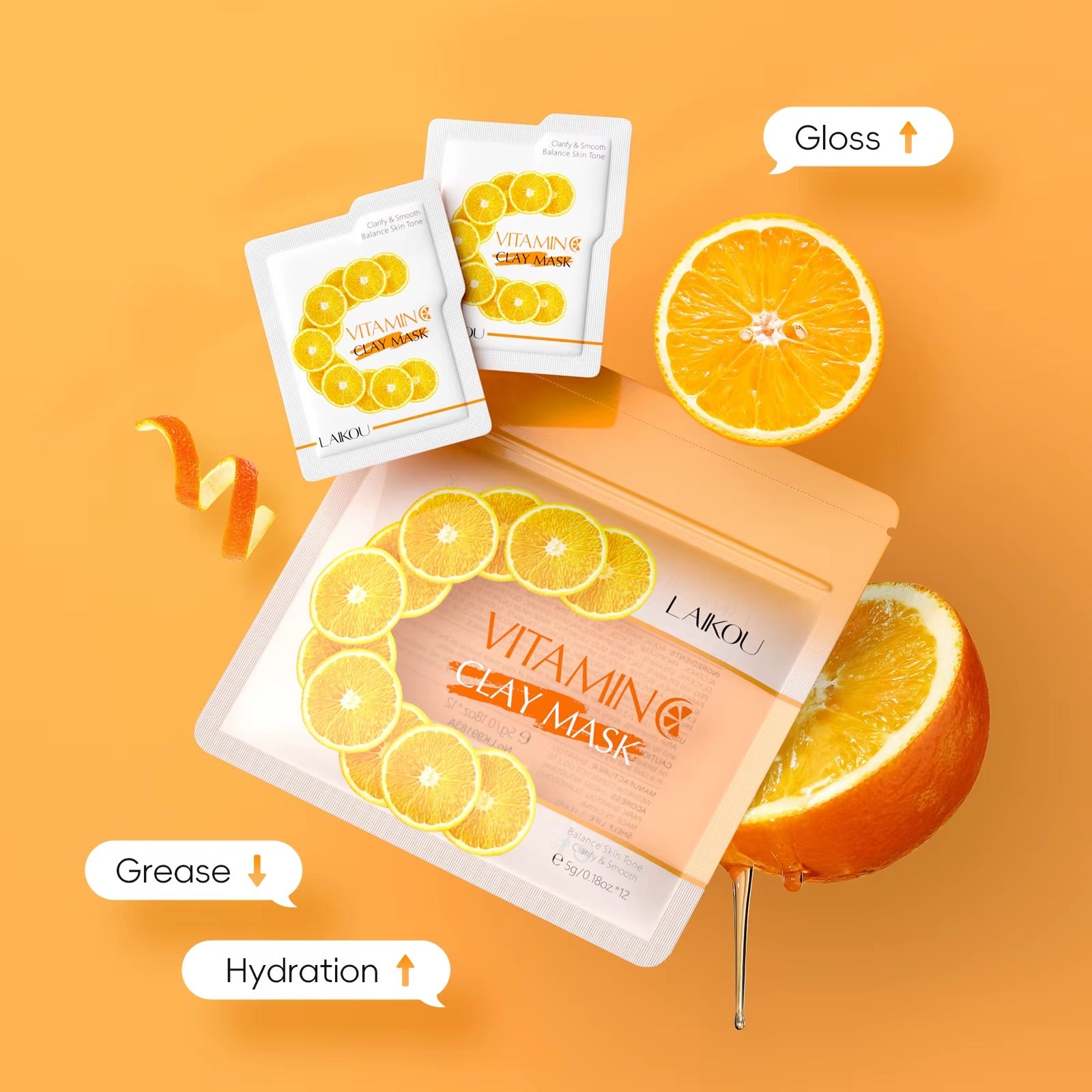 Vitamin C Clay Sleeping Face Mask 12pcs – Deep Cleansing, Pore Minimizing, Brightening & Firming Mud Mask with Hyaluronic Acid & Aloe Extract for All Skin Types