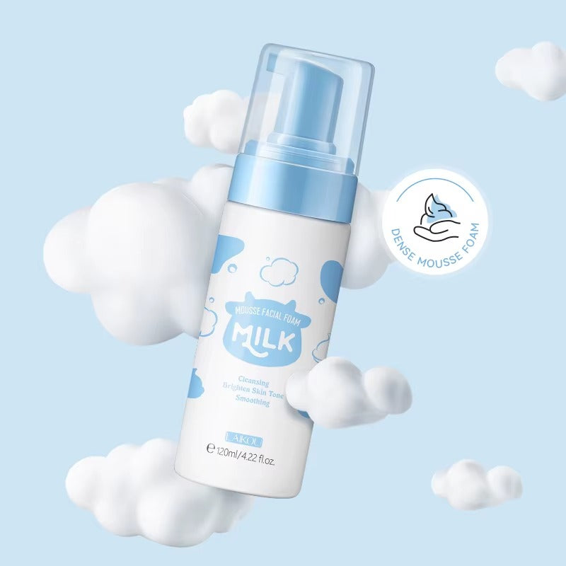 Milk Mousse Cleansing Foam 120ml – Hyaluronic Acid Face Wash for Deep Cleansing, Moisturizing, Brightening & Anti-Aging, Suitable for All Skin Types