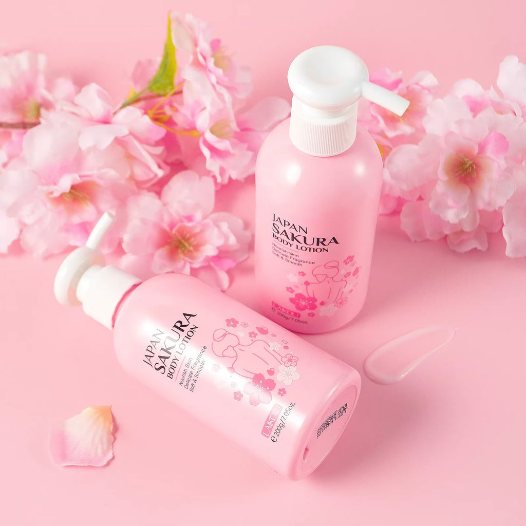 [Compact-sized] Japan Sakura Brightening Body Lotion – Firming & Hydrating Skin Care for Women with Niacinamide & Sakura Extract, 200g
