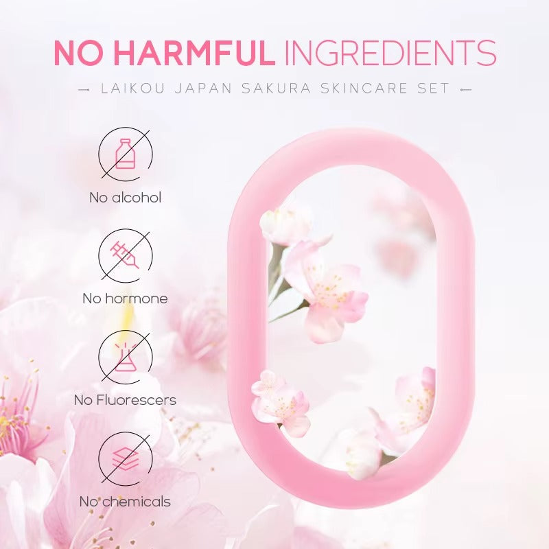 5-Piece Japan Sakura Complete Skincare Bundle — Cleanser, Toner, Eye Cream, Serum & Essence Cream — Even Skin Tone, Fade Dark Spots for Radiant & Firm Skin
