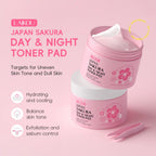 Japan Sakura Day & Night Toner Pad 100ml – Hyaluronic Acid, Niacinamide & Salicylic Acid Moisturising and Firming Face Toner Pads for All Skin Types