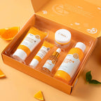 Vitamin C Brightening Skincare Set 5pcs — Hydrating Serum, Eye Cream & Face Cream with Hyaluronic Acid to Reduce Fine Lines & Even Skin Tone