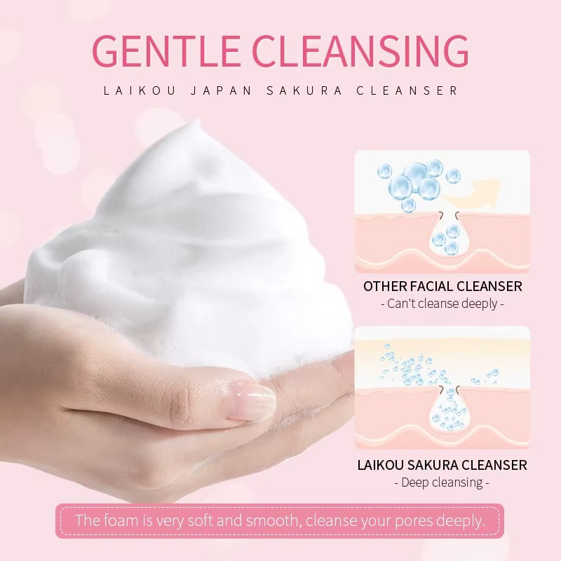 Japan Sakura Face Wash 100g — Brightening & Moisturizing Facial Cleanser for All Skin Types, Deep Pore Cleansing, Oil Control