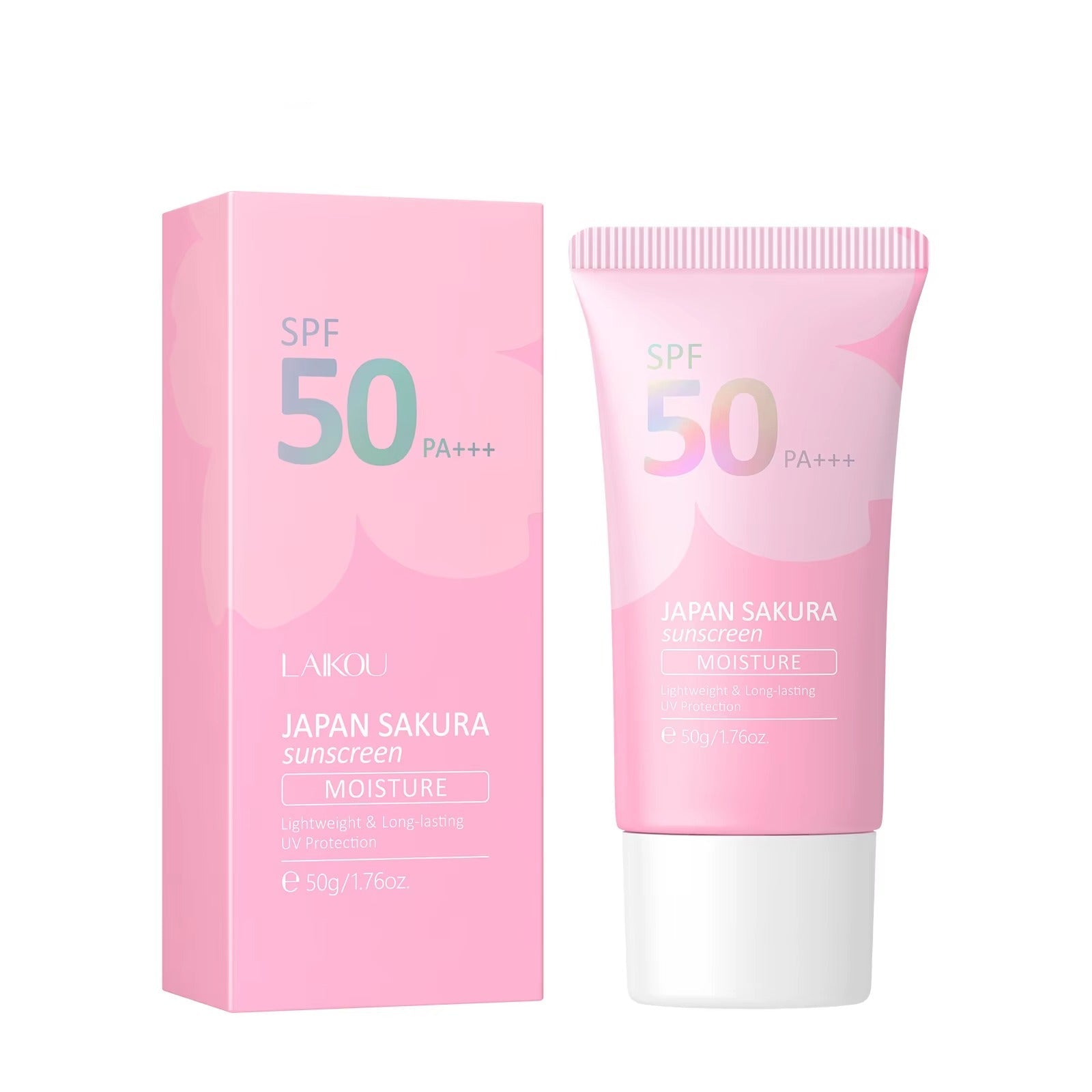 Japan Sakura Sunscreen SPF 50 PA+++ — Korean Face Sunscreen Cream with Niacinamide & Hyaluronic Acid, Waterproof UV Protection 50g