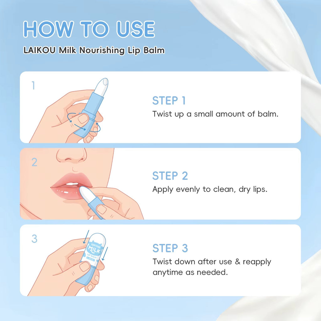 Milk Nourishing Lip Balm 3.5g — Deep Moisturizing, Anti-Dryness & Lip Line Smoothing Stick with Shea Butter, Hyaluronic Acid, Vitamin E & C for Silky Soft Kissable Lips