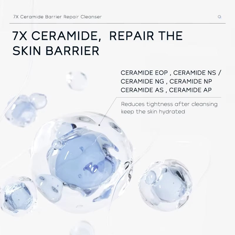 7X Ceramide Barrier Repair Face Cleanser — Deep Pore Cleansing, Acne Soothing & Moisturizing Facial Wash for All Skin Types (100g)