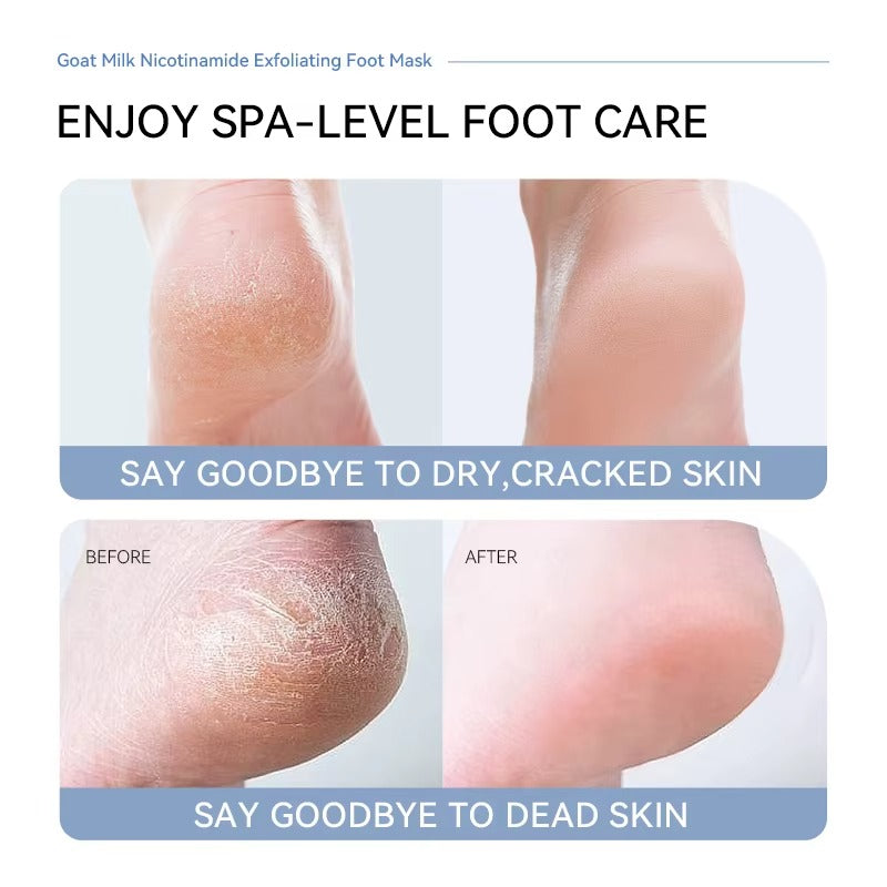 Goat Milk & Niacinamide Brightening Exfoliating Foot Mask — Korean Skincare Moisturizing Foot Peel for Soft, Smooth & Nourished Feet (35g)