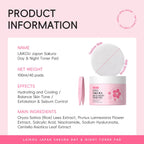 Japan Sakura Day & Night Toner Pad 100ml – Hyaluronic Acid, Niacinamide & Salicylic Acid Moisturising and Firming Face Toner Pads for All Skin Types