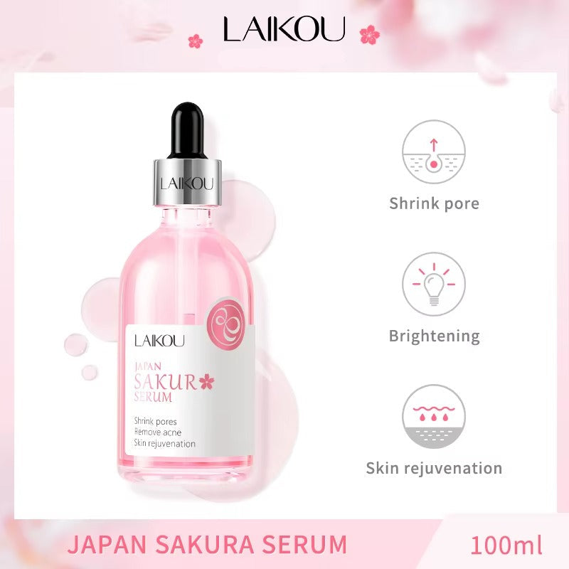 Japan Sakura Face Serum 100ml — Skin Tightening, Deeply moisturizes & Brightening Serum with Vitamin C, Hyaluronic Acid & Cherry Blossom Extract for Glowing Skin