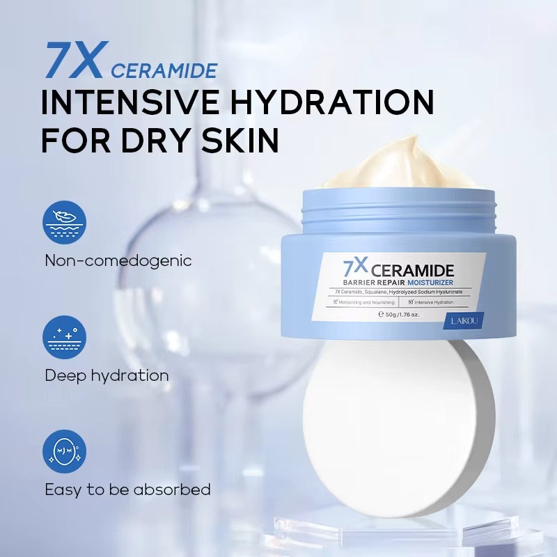7X Ceramide Barrier Repair Face Cream — Brightening, Fade Dark Spots & Blemishes, Deep Moisturizer & Nourishing Cream for Dry & Sensitive Skin 50g