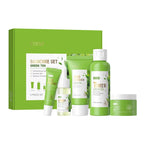 Green Tea 5-Piece Anti-Aging Skincare Set — Cleanser, Toner, Serum, Eye Cream & Face Cream for Oily & Dry Skin