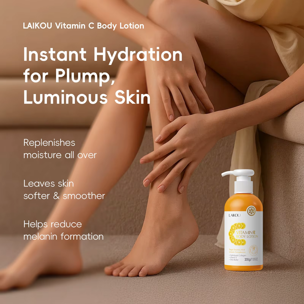 [Compact-sized] Vitamin C Body Lotion with Hydrolyzed Collagen, Vitamin E & Shea Butter – Deep Hydrating Moisturizer for Radiant, Soft & Smooth Skin 200g