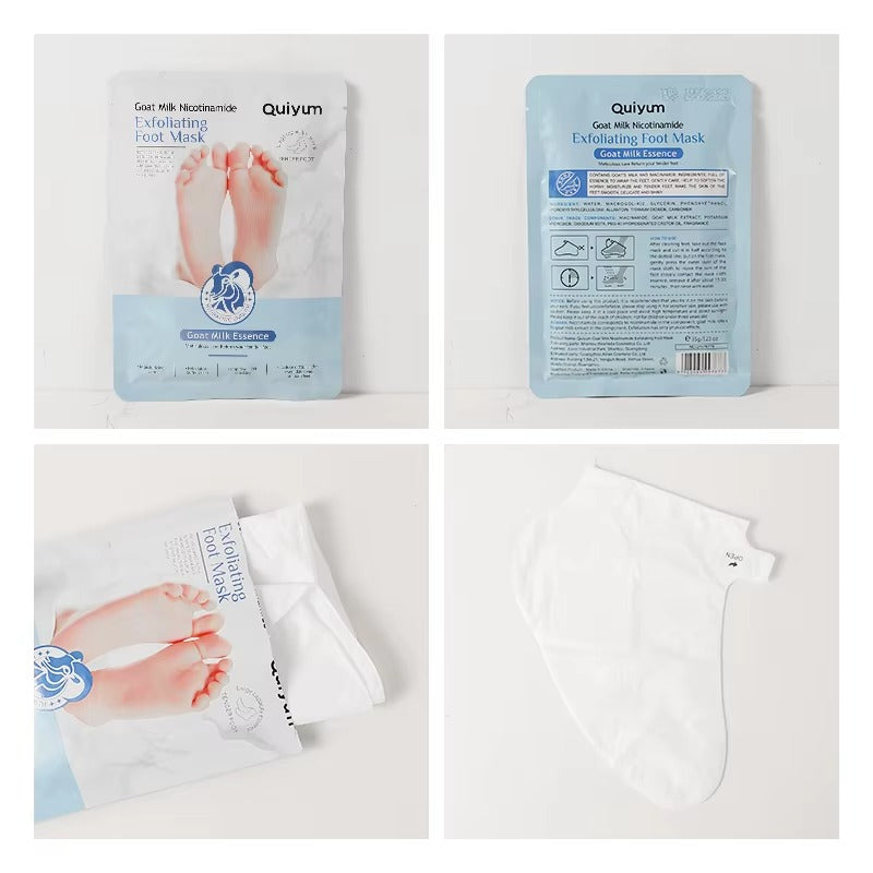 Goat Milk & Niacinamide Brightening Exfoliating Foot Mask — Korean Skincare Moisturizing Foot Peel for Soft, Smooth & Nourished Feet (35g)