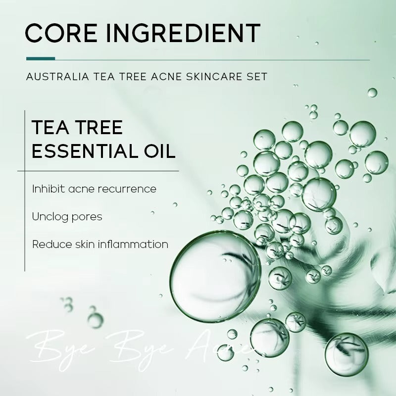 Bye Bye Acne Tea Tree Extract Anti-Aging Skincare Set with Hyaluronic Acid – Nourishing Face Care Set for Clear, Hydrated & Youthful Skin