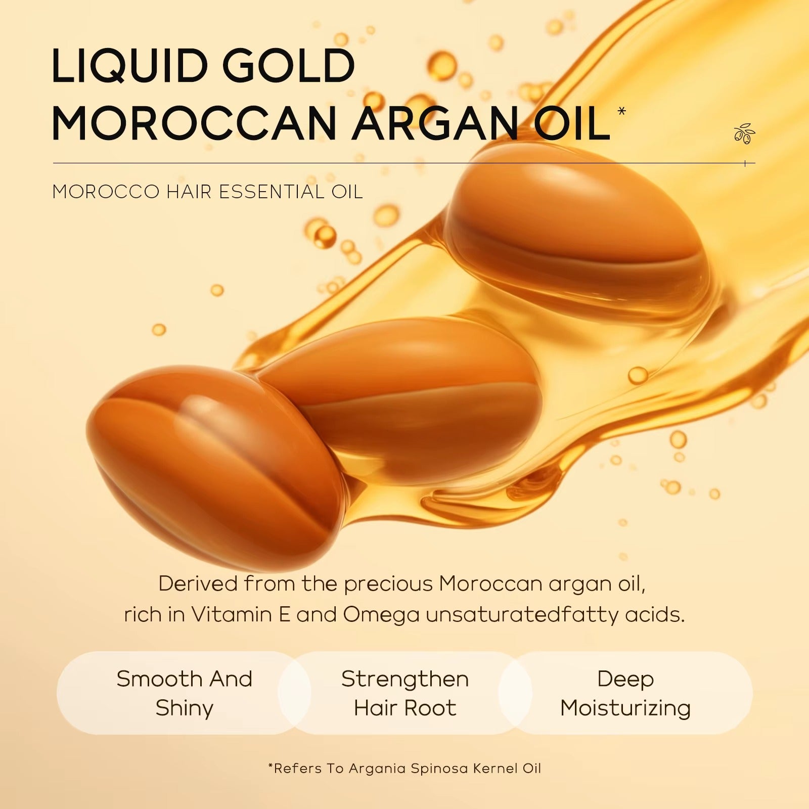 Morocco Argan Oil Leave-In Hair Serum Capsules – Moisturizing, Frizz Control & Damage Repair Treatment for Dry Hair (50 Capsules/50ml)
