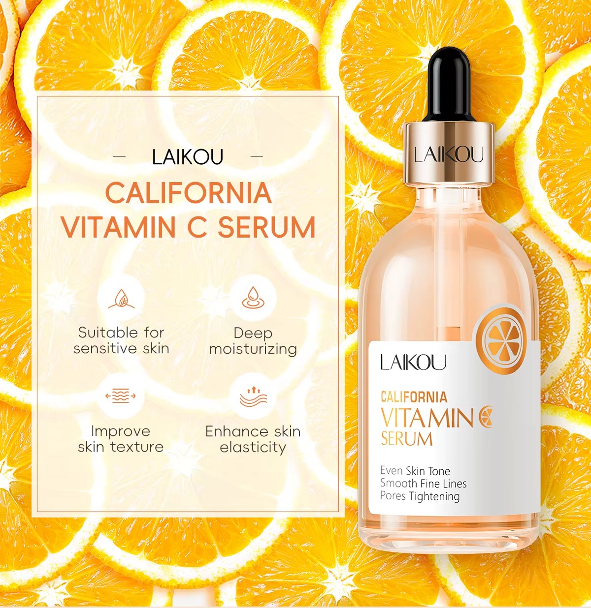 California Vitamin C Face Serum 100ml with Hyaluronic Acid — Anti-Aging, Brightening & Skin Repair Serum for Women