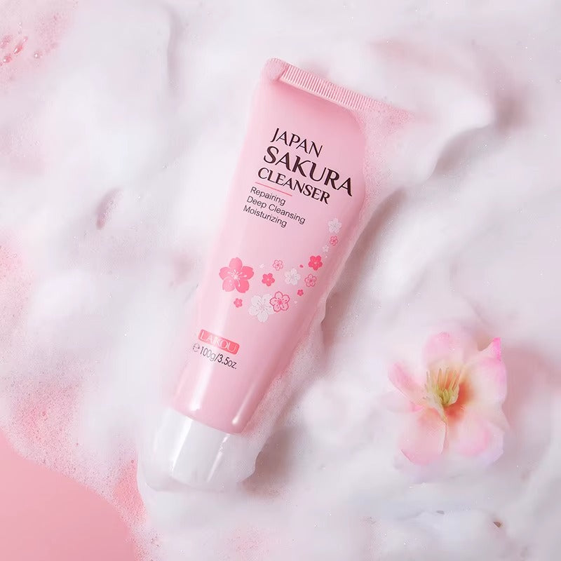 Japan Sakura Face Wash 100g — Brightening & Moisturizing Facial Cleanser for All Skin Types, Deep Pore Cleansing, Oil Control