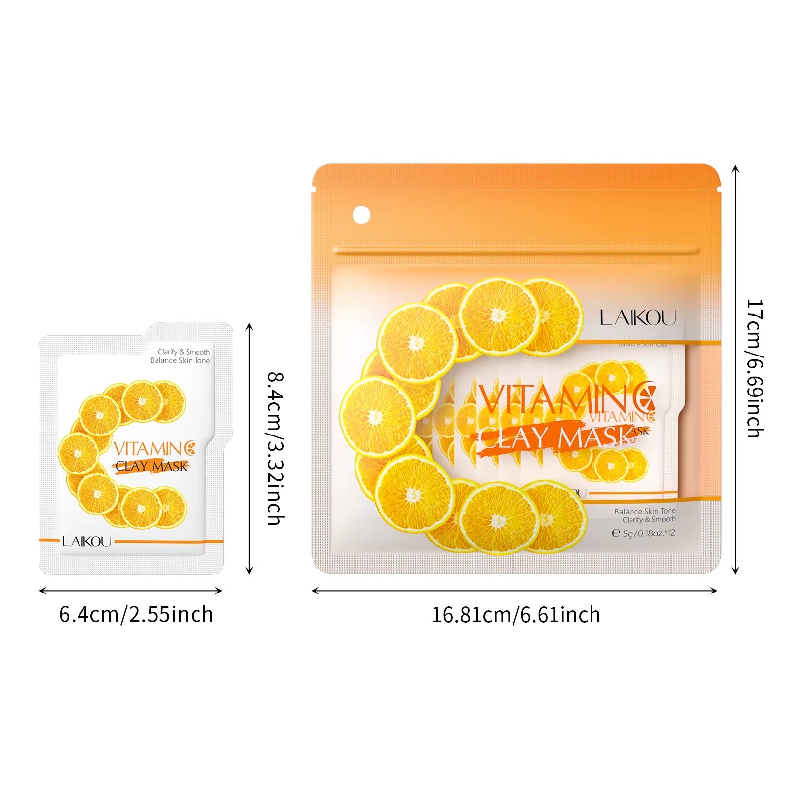 Vitamin C Clay Sleeping Face Mask 12pcs – Deep Cleansing, Pore Minimizing, Brightening & Firming Mud Mask with Hyaluronic Acid & Aloe Extract for All Skin Types