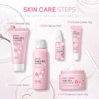 5-Piece Japan Sakura Complete Skincare Bundle — Cleanser, Toner, Eye Cream, Serum & Essence Cream — Even Skin Tone, Fade Dark Spots for Radiant & Firm Skin