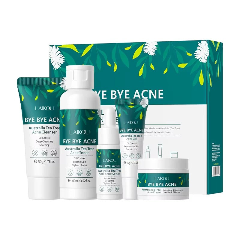 Bye Bye Acne Tea Tree Extract Anti-Aging Skincare Set with Hyaluronic Acid – Nourishing Face Care Set for Clear, Hydrated & Youthful Skin