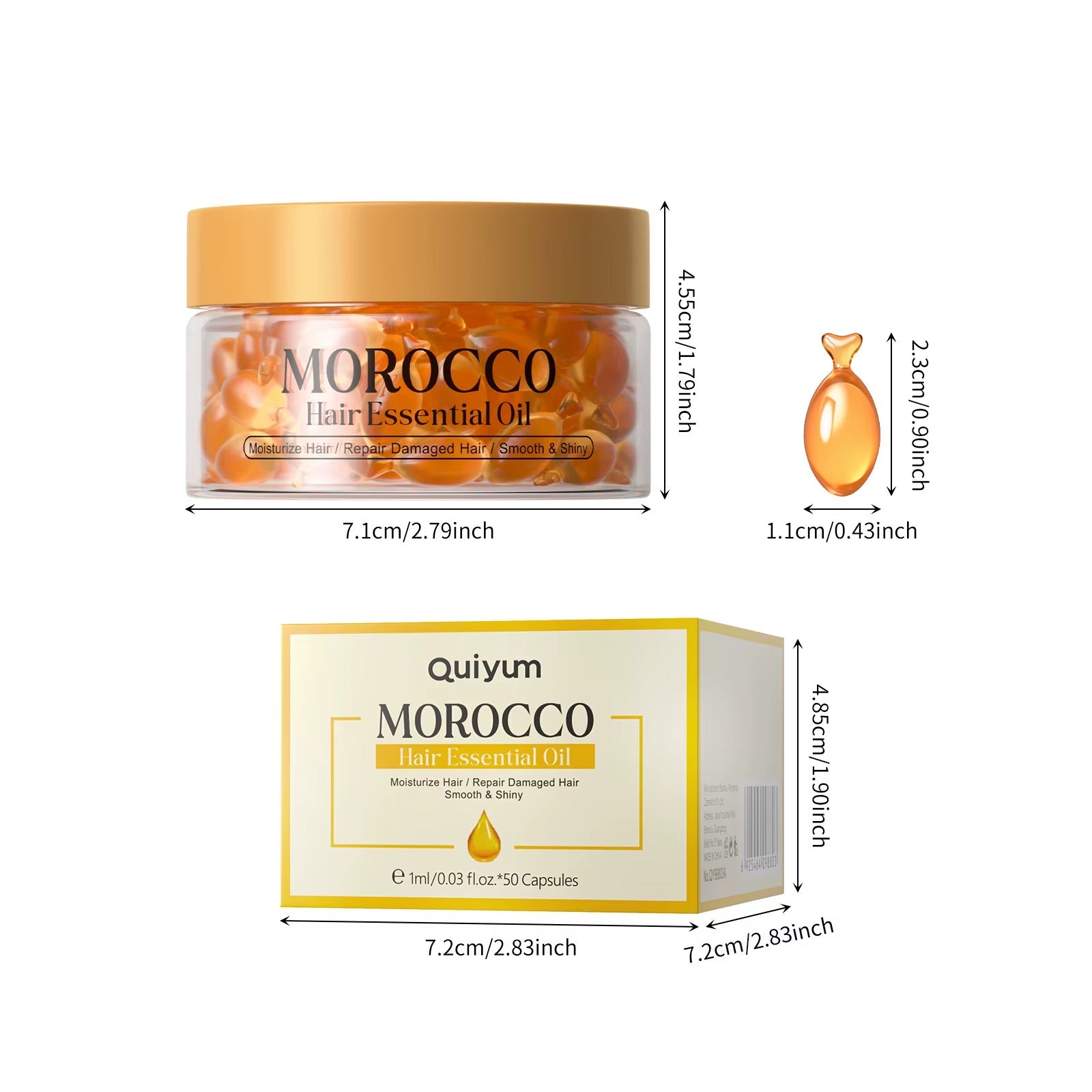 Morocco Argan Oil Leave-In Hair Serum Capsules – Moisturizing, Frizz Control & Damage Repair Treatment for Dry Hair (50 Capsules/50ml)