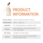 California Vitamin C Face Serum 100ml with Hyaluronic Acid — Anti-Aging, Brightening & Skin Repair Serum for Women
